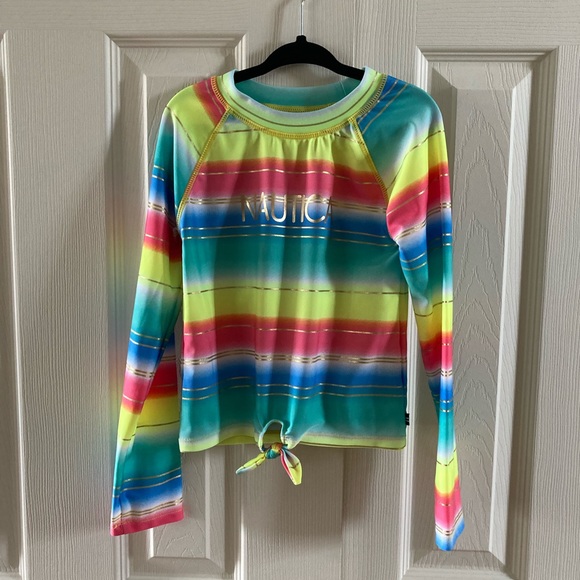 Nautica Girls Striped UV Protection Bathing Suit - Picture 2 of 12